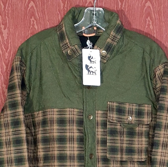 DAVID OUTERWEAR Plaid Hunter Green Lined Flannel Rustic Shirt Jacket Men's Lg - Picture 4 of 15
